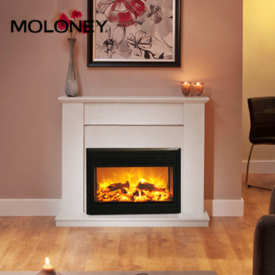 77cm Bevel Edge Wood Mantel Fireplace With Simulation Charcoal LED Fire